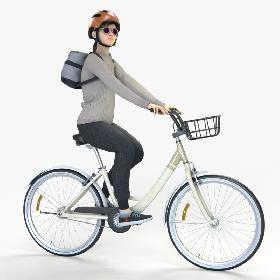 Cyclist with Bike riding (5 poses) 3D